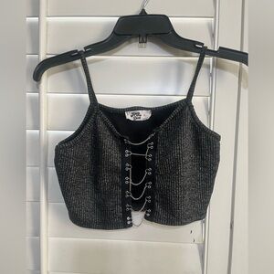 Hazy Daze Stylish Black Crop Top with Chain Detail